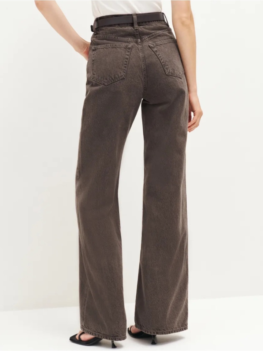 Reformation Cary High Rise Slouchy Wide Leg Jeans Brown Vintage Espresso Size 30 - Picture 3 of 15